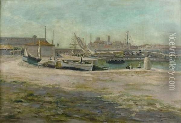 Le Port De Dieppe Oil Painting - Jean-Charles Meissonier