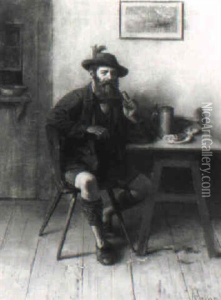 Bayerischer Bauer Oil Painting - Johann Adalbert Heine