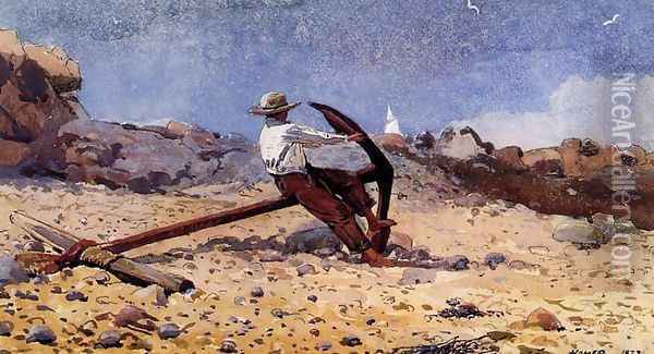 Boy with Anchor Oil Painting - Winslow Homer