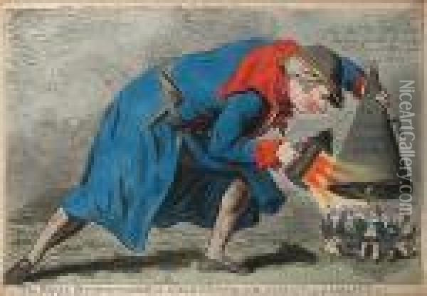 The Royal Extinguisher Or Gulliver Putting Out The Patriots Of Lilliput Oil Painting - Isaac Cruikshank
