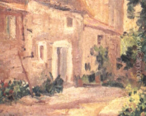 Casa Rural Oil Painting - Eliseo Meifren y Roig