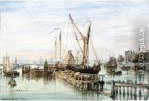 Passing The Booms, Amsterdam Oil Painting - Edward William Cooke