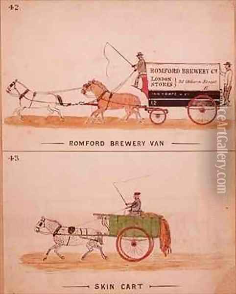 Romford Brewery Van and the Skin Cart Oil Painting - William Francis Freelove