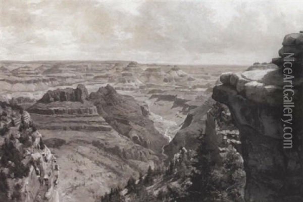 A View Of The Grand Canyon Oil Painting - Hugh Bolton Jones