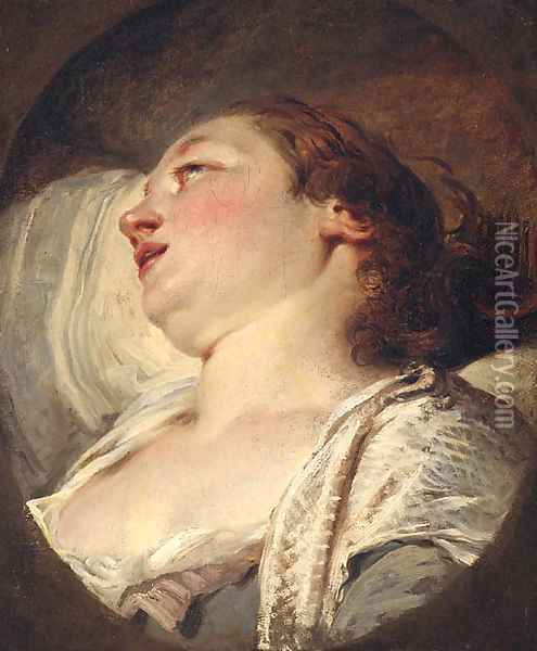 A woman, head and shoulders Oil Painting - Francois Boucher