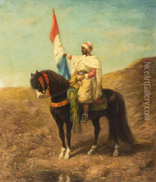 Arab Horse And Soldier Oil Painting - Adolf Schreyer