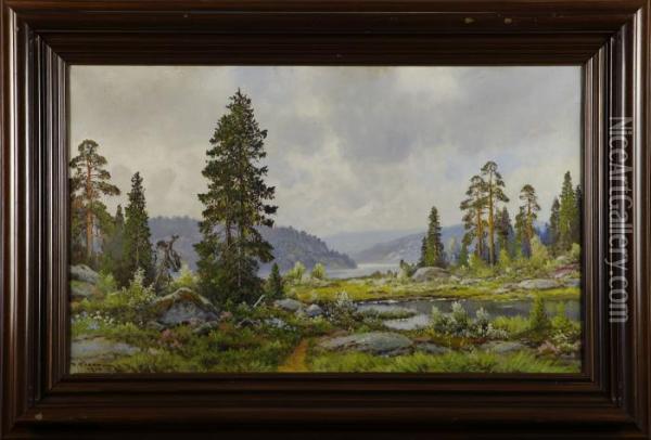 Fjordlandskap Oil Painting - Thorvald Rygaard