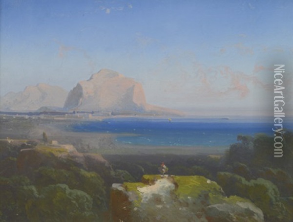 Ansicht Von Palermo Mit Dem Monte Pellegrino Oil Painting - Peter Conrad Schreiber