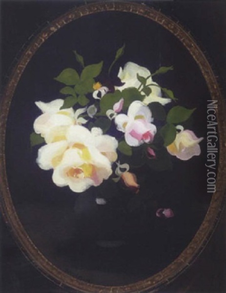 A Still Life Of Roses Oil Painting - Stuart James Park