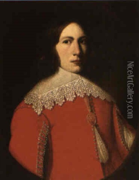 Portrait Of A Young Man In Red Oil Painting - Anthonie Palamedesz