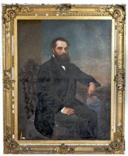 A Portrait Of Husband Charlotte Mary Smyth Of Ballynatray Oil Painting - James Butler Brenan