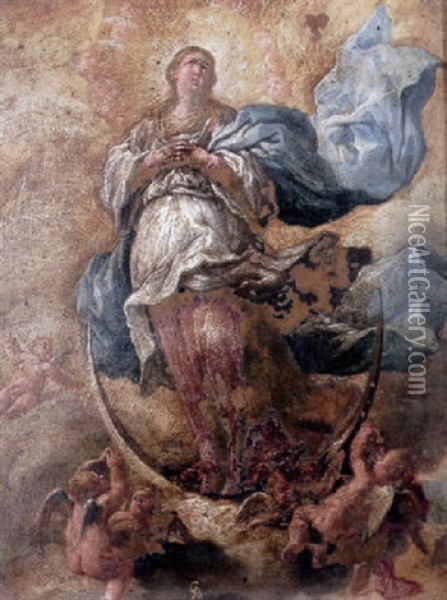 The Immaculate Conception Oil Painting - Giovanni Battista Gaulli