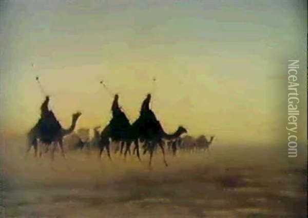 La Caravane Dans Le Desert Oil Painting - Charles Theodore (Frere Bey) Frere