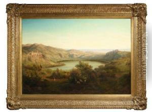 Der Lago Di Nemi In Den Albaner Bergen Sudlich Von Rom Oil Painting - Carl Friedrich Seiffert