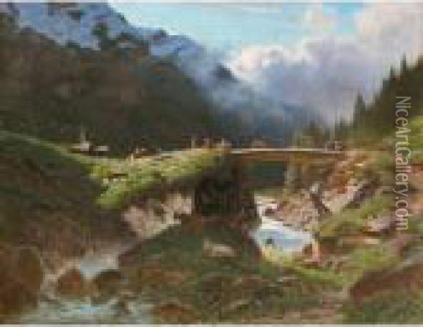 Val D'anniviers Oil Painting - Albert H. Gos