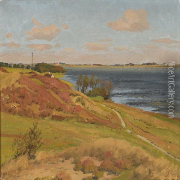 Summer Landscapenear A Fiord Oil Painting - Thorvald Larsen