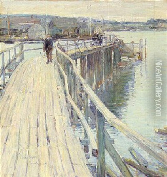 Dock Scene, Gloucester Oil Painting - Childe Hassam