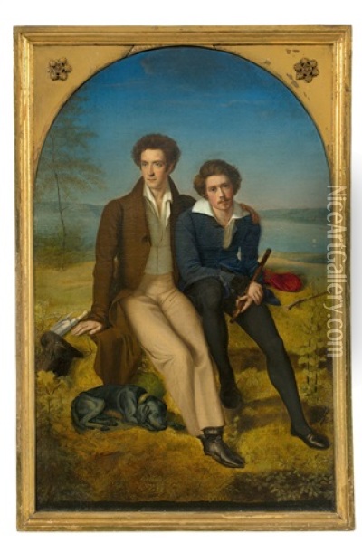 Friendship Picture Oil Painting - Ferdinand-Theodor Hildebrandt