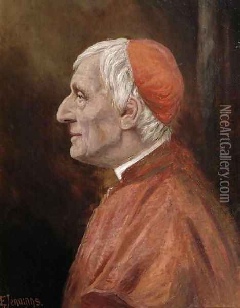 Portrait of Cardinal Newman Oil Painting - H.W. Jennings-Brown