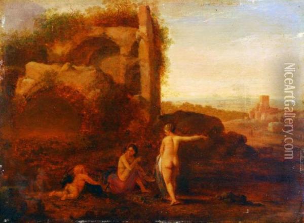 Nimfy Na Tle Ruin Oil Painting - Cornelis Van Poelenburch