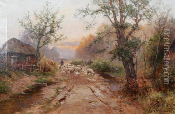 Far Och Herde Vid Landsvag Oil Painting - Ernst Walbourn