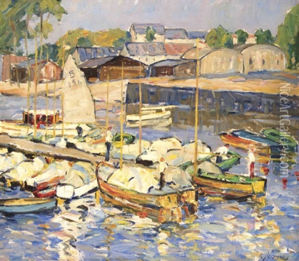 Yachthafen Oil Painting - Carl Joerres