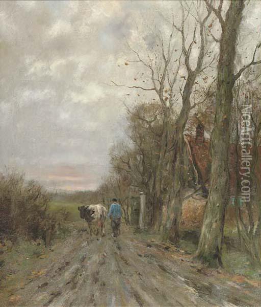 Along A Country Track At Sunset Oil Painting - Charles Paul Gruppe