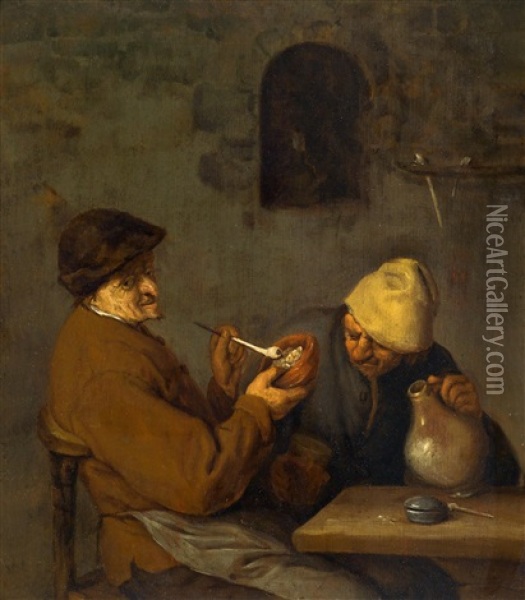 Zwei Manner Im Wirtshaus Oil Painting - Adriaen Jansz van Ostade