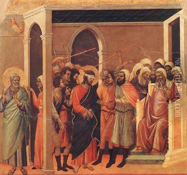 Christ Mocked 1308-11 Oil Painting - Duccio Di Buoninsegna