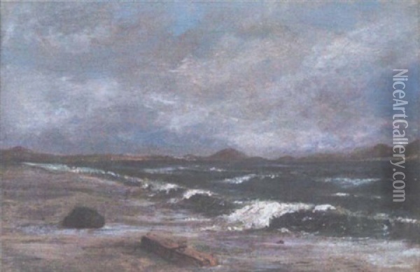 Seascape With Distant Mountains Oil Painting - Edward Hayes