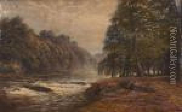 A Wooded River Landscape With Birds Oil Painting - Edmund George Warren
