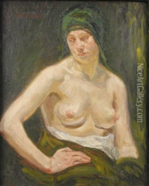 Weiblicher Halbakt Oil Painting - August Wilckens