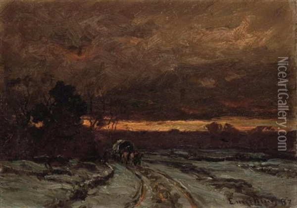 On The Way Home At Sunset Oil Painting - John Joseph Enneking