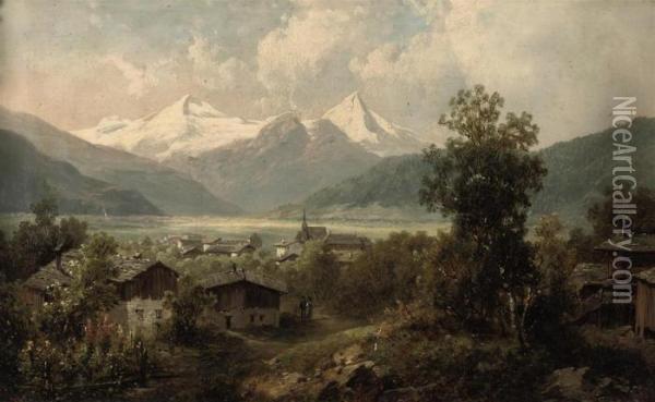 A Village In Fugen, Zillerthal, Austria Oil Painting - Josef Thoma