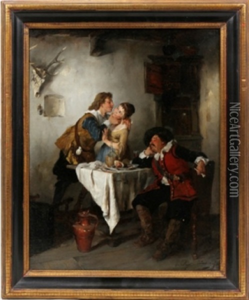 The Kiss Oil Painting - Gustav Majer