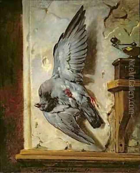 The Woodpigeon Oil Painting - Eugene Francois Marie Joseph Deveria
