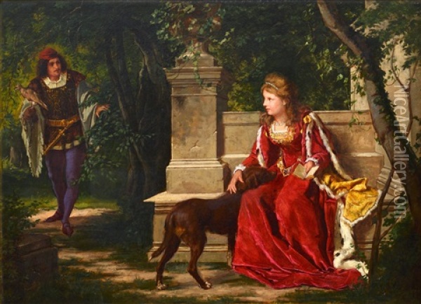 Romance In The Park Oil Painting - Ernst August Roehling