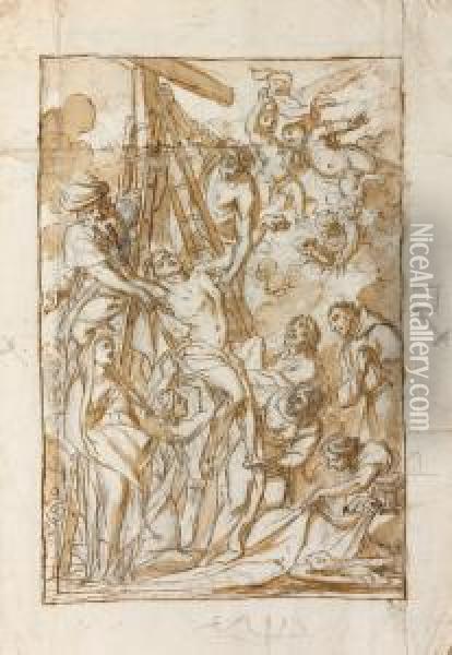 Etude Pour La Descente De Croix Avec Saint Francois Oil Painting - Cornelis I Schut