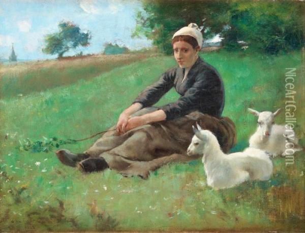 Shepherdess Oil Painting - Gaston de Latouche