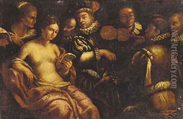 A musical gathering Oil Painting - Michelangelo Merisi Da Caravaggio
