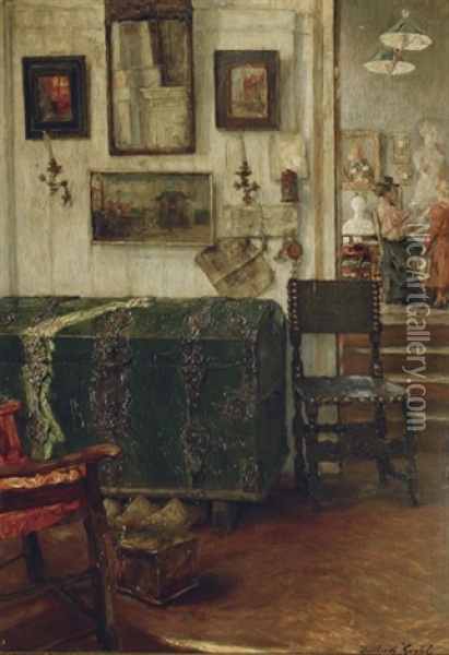 An Interior Oil Painting - Gotthardt Johann Kuehl