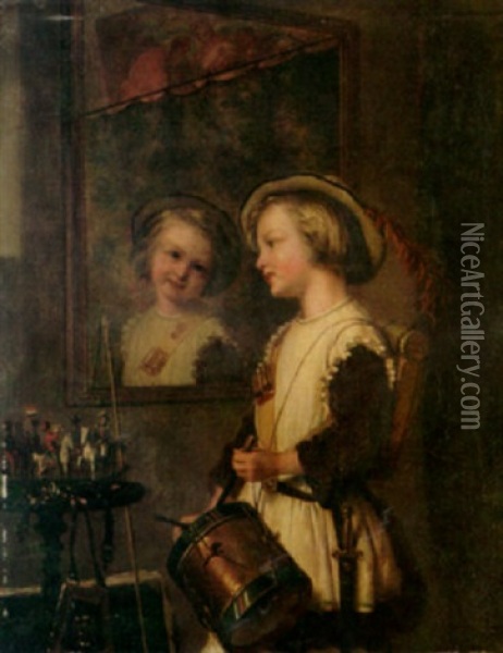 The Little Drummer Girl Oil Painting - Adolphe Henri Dubasty