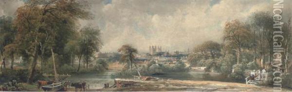 View Of Exeter Oil Painting - Peter de Wint