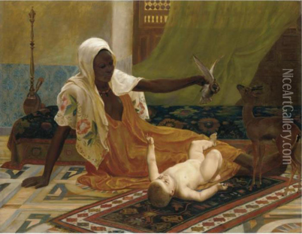 A New Light In The Harem Oil Painting - Frederick Goodall