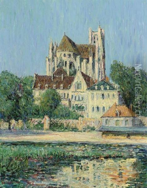 La Cathedrale D'auxerre Oil Painting - Gustave Loiseau