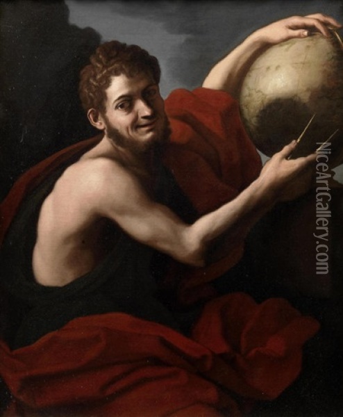 Democritus Oil Painting - Giovanni Domenico Cerrini