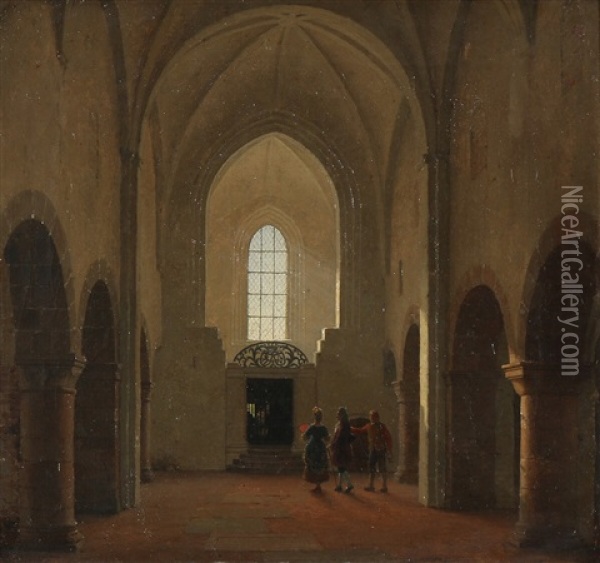 Interior From Vestervig Church Oil Painting - Heinrich Hansen