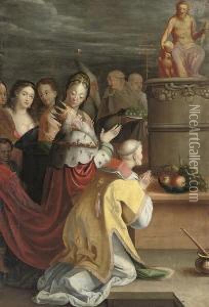 The Adoration Of Christ Oil Painting - Bartholomaeus Spranger