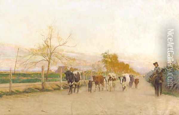Return from pasture Oil Painting - Gonzalo Bilbao Martinez