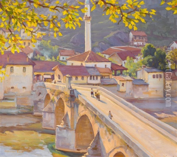 The Bridge, Prizren Oil Painting - Herbert Rose